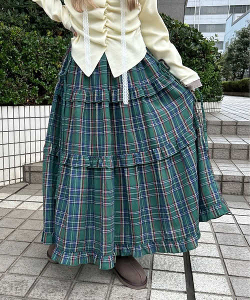 WC ロング スカート 「ベストセラー」チェックティアードロング