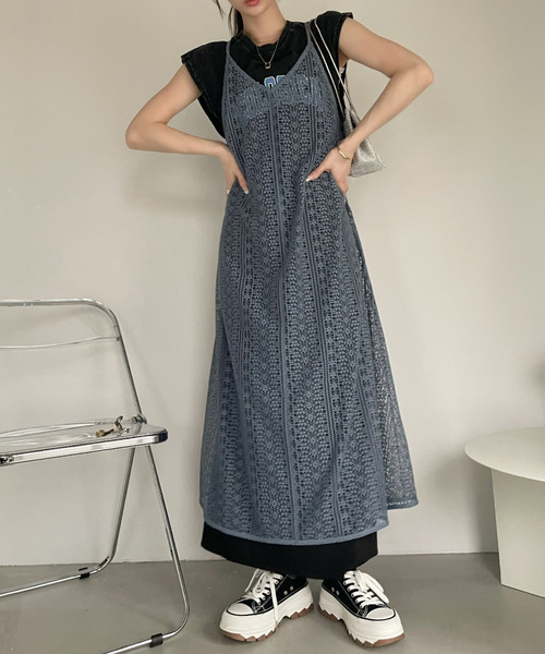 Ada. ワンピース クロシェレース バックシャン キャミワンピース
