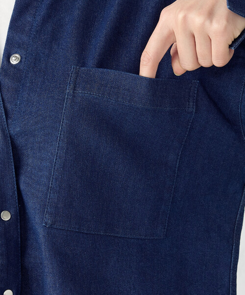 COMME CA ISM ブラウス シャツ デニム クロップド ストレッチ