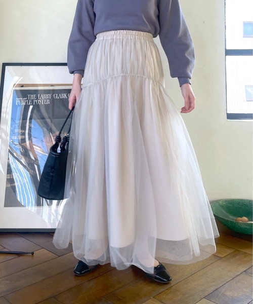 新品 mysty woman ミスティウーマン チュールスカート シアー 透け感 新品 mysty woman ミスティウーマン チュールスカート シアー