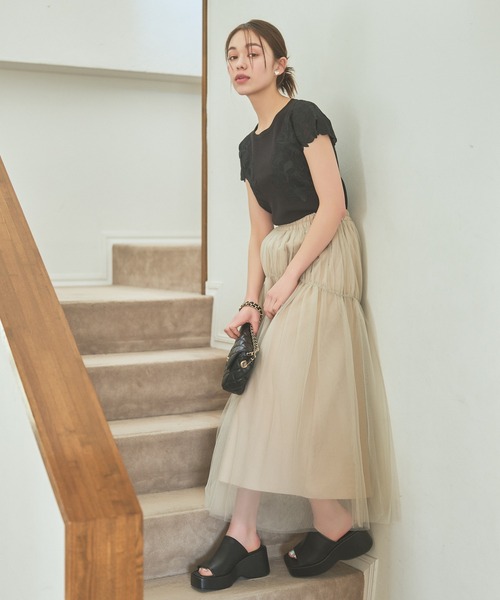 新品 mysty woman ミスティウーマン チュールスカート シアー 透け感 新品 mysty woman ミスティウーマン チュールスカート シアー