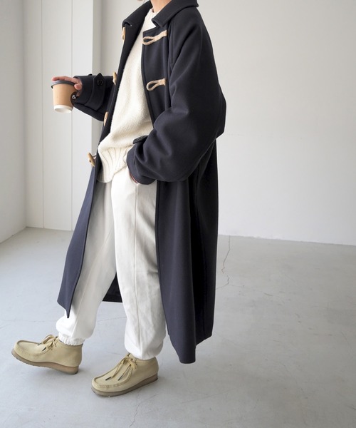 ダッフルコート ネイビー - ダブルフェイスウール生地