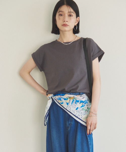 tシャツ 「サイズ展開有」袖折り返しＴシャツ レディース