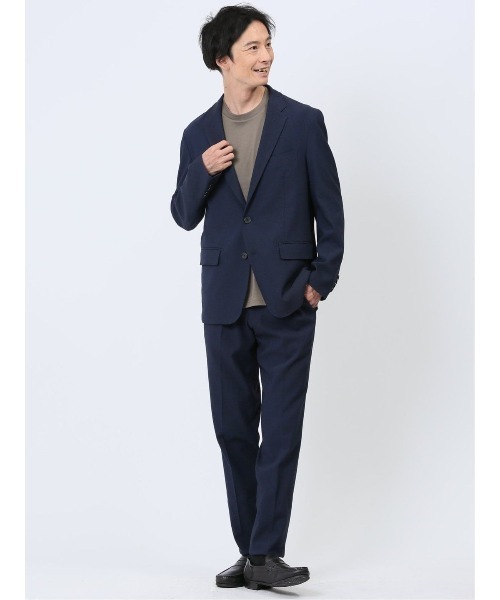 TAKA-Q(タカキュー) スーツパンツセット 7分袖ジャケット＋パンツ 紺 TAKA-Q（タカキュー） カジュアルスーツ 「ストレッチ ウォッシャブル