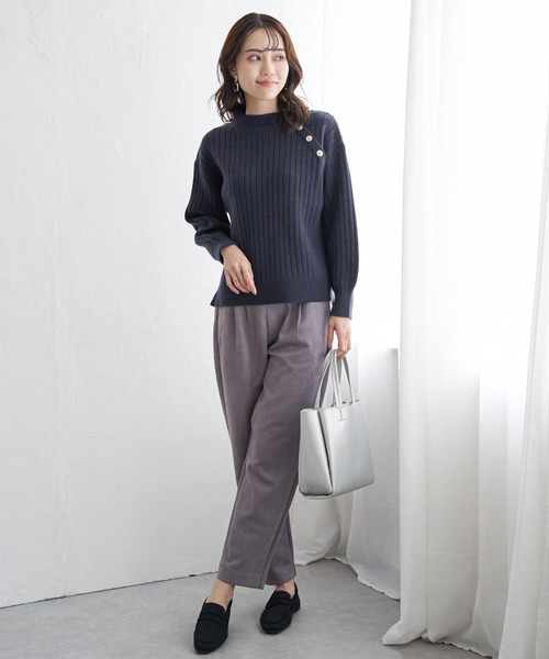 ikka（イッカ） ニット セーター 肩ボタンワイドリブニットプル