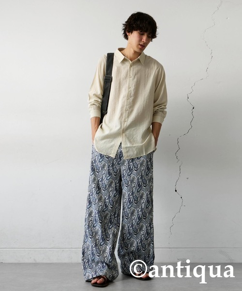 antiqua パンツ ペイズリー柄ワイドパンツ レディース メンズ