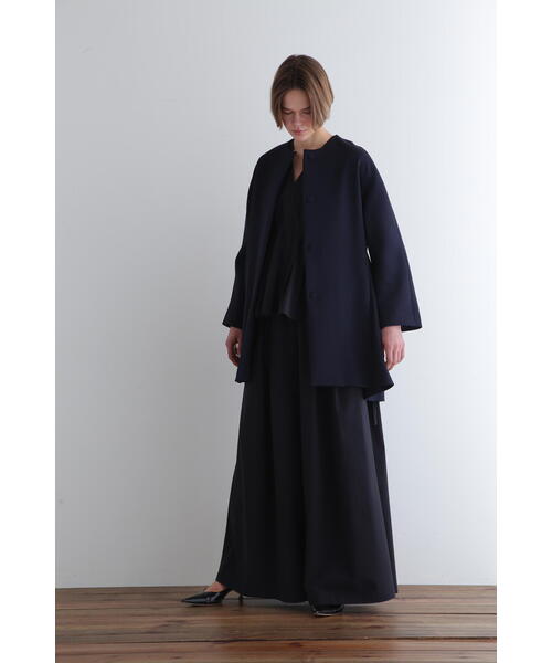 【美品】LE PHIL コート　サイズ0 紺 LE PHIL（ル フィル） ノーカラーコート コート カルゼマトラッセ