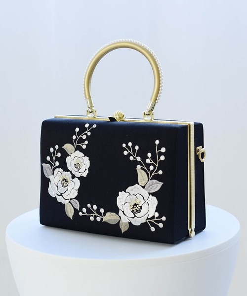 utatane ハンドバッグ バッグ 山茶花刺繍 パールハンドル : ZOZOTOWN