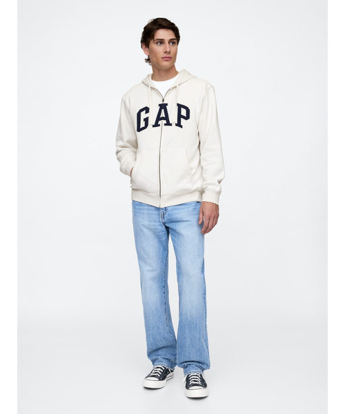 リラックスロゴ パーカー 送関込 GAP パーカー リラックス GAPロゴ ジップアップパーカー(ユニ