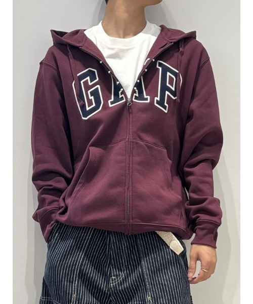 gap ジップパーカーpunkandyo fuckthisindustry 短丈 GAP パーカー リラックス GAPロゴ ジップアップパーカー(ユニ