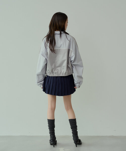 Chico 襟付きポロニット　ニットウエストリボンプリーツスカート　セット Chico スカート 「セットアップ対応」ニットウエストリボン