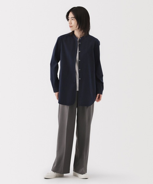 無印良品（MUJI） チュニック 婦人 洗いざらし ブロードスタンドカラー