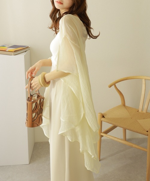 カーディガン sheer drape gown cardigan /ワッシャー加工