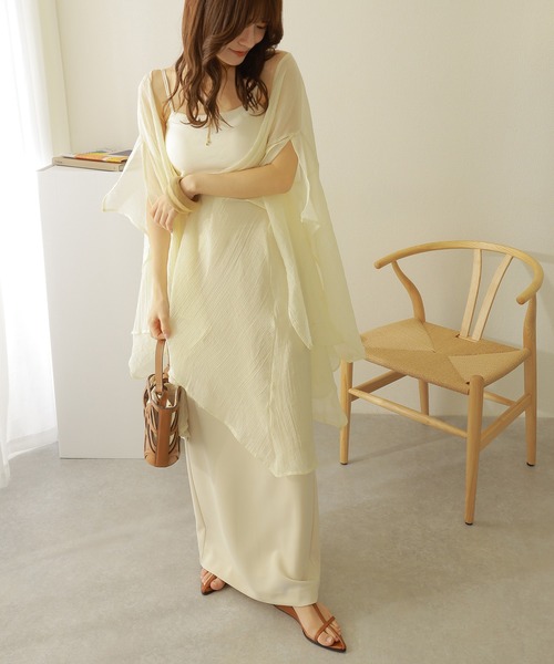カーディガン sheer drape gown cardigan /ワッシャー加工