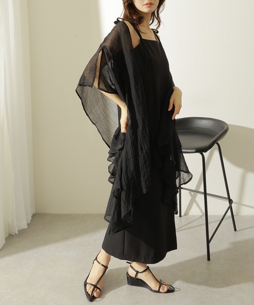 美品 NO ID. ロングドレープガウン カーディガン カーディガン sheer drape gown cardigan /ワッシャー加工