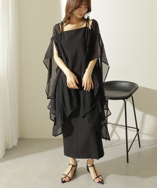 カーディガン sheer drape gown cardigan /ワッシャー加工 シアー