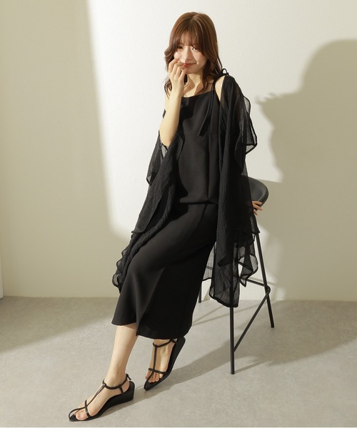カーディガン sheer drape gown cardigan /ワッシャー加工