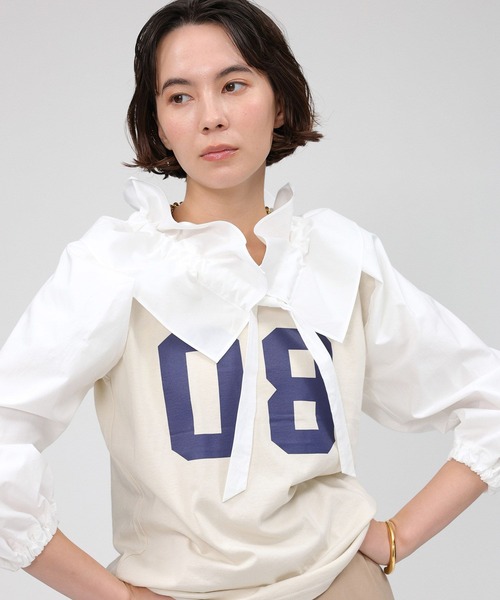 BABYLONE ドットシアーブラウス 白 半袖 BABYLONE（バビロン）の 
