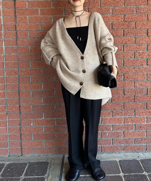 select MOCA by son」 ニットカーディガン SMALL グレイッシュベージュ