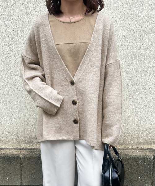 select MOCA by son」 ニットカーディガン SMALL グレイッシュベージュ