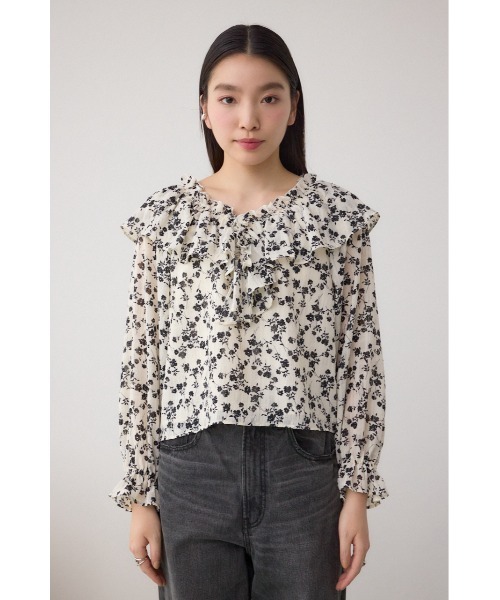 Drawerチェックフラワーブラウス AZUL BY MOUSSY（アズールバイマウジー） フォーマル ブラウス シャツ