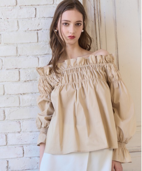 Meline M. ブラウス シャツ Ruffled Ribbon Off-Shoulder Blouse