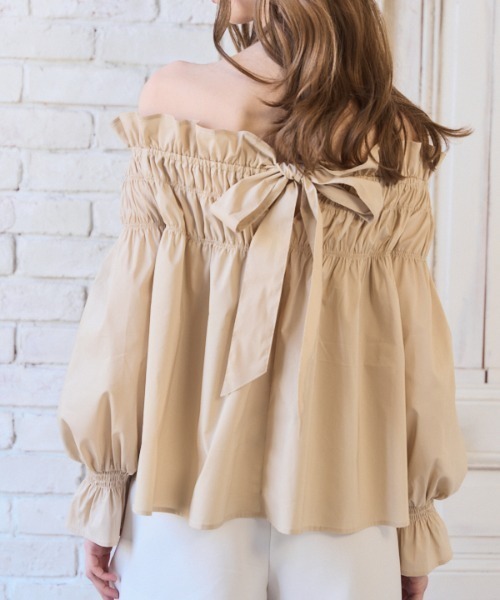 Meline M. ブラウス シャツ Ruffled Ribbon Off-Shoulder Blouse