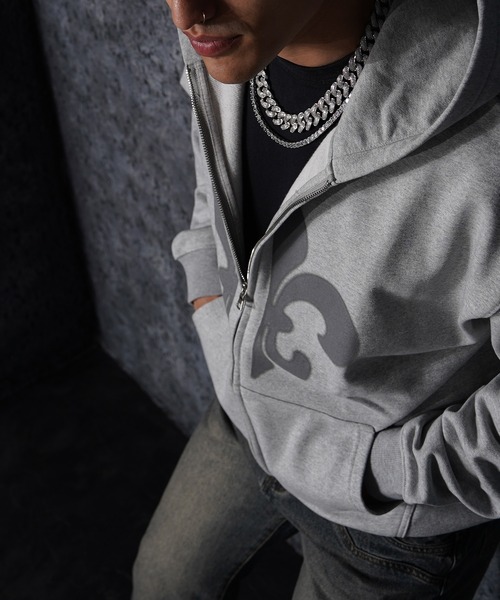 パーカー 専用出品 Hatsunex “MITERU” Zip upパーカー（モノクロブラック） | HATSUN