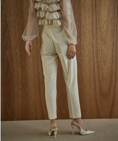 スラックス パンツ Pearl trim pants パールトリムパンツ レディースの画像