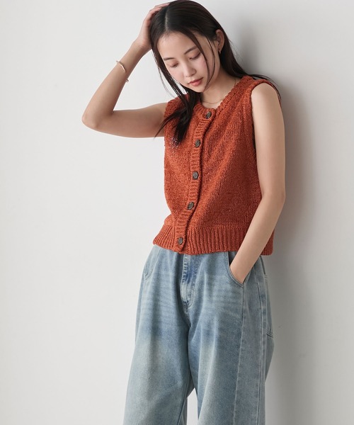 ベスト ジレ フィルムヤーンニットベスト レディース URBAN RESEARCH ベスト ジレ ペーパーヤーンチュニックニット
