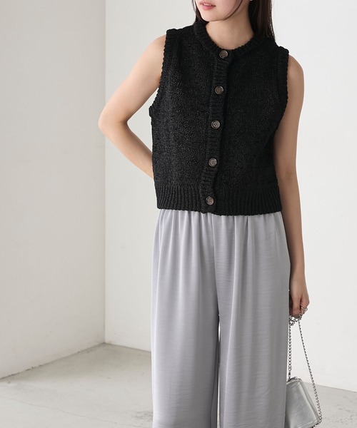 ベスト ジレ フィルムヤーンニットベスト レディース Spick＆Span ベスト ジレ ペーパーヤーンルーズニットベスト
