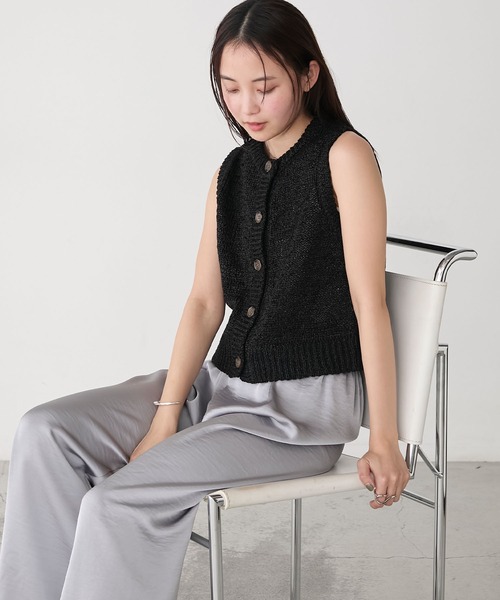 ベスト ジレ フィルムヤーンニットベスト レディース URBAN RESEARCH ベスト ジレ ペーパーヤーンチュニックニット