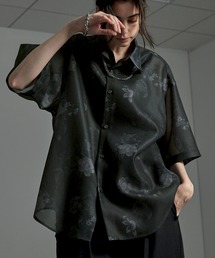 クールカレアン ヌフソンヌフ／珍しい地図柄 オーバーサイズ長袖シャツ 総柄 ワンフォークロージング 1111clothing ◇総柄 オープンカラー