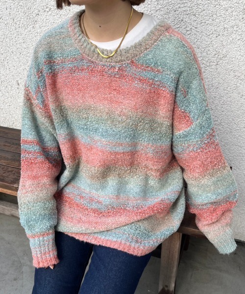 「nemne store」 ニットカーディガン SMALL ブルー レディース_画像7