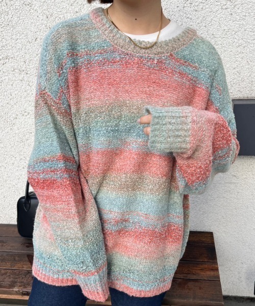 「nemne store」 ニットカーディガン SMALL ブルー レディース_画像9