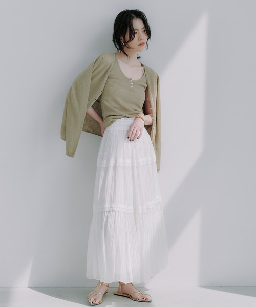 完売 anuans シルクブレンドベーシックニットカーディガン