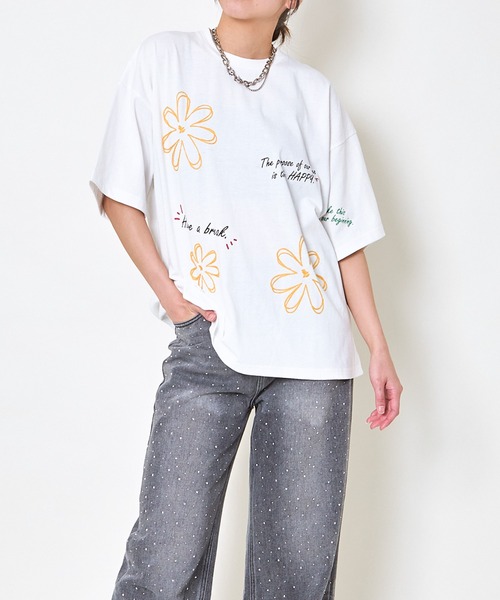 tシャツ Salida コットン天竺チェーン刺繍Tシャツ レディース tシャツ チェーン刺繍落書きTシャツ レディース : ZOZOTOWN