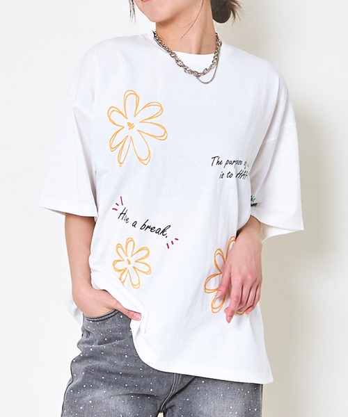 tシャツ チェーン刺繍落書きTシャツ レディース : ZOZOTOWN