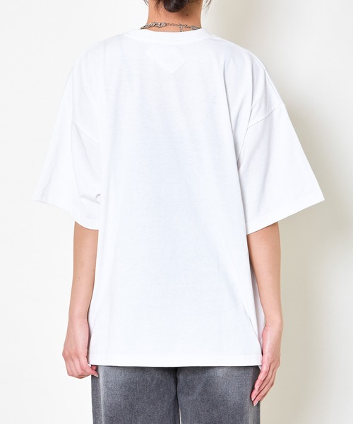 tシャツ 「再入荷！」チェーン刺繍がポイント。刺繍ロゴフレンチTEE レディース Green Parks tシャツ ・swing by ロゴ刺繍フレンチTEE
