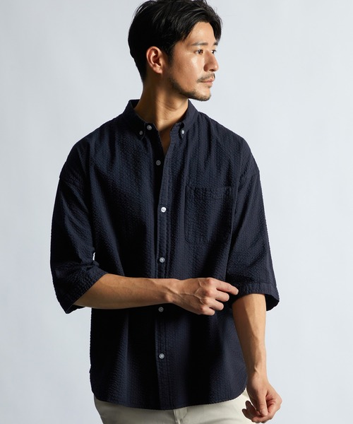 メンズシャツ長袖L.LL まとめ売り　15枚 LANVIN en Bleu シャツ シアサッカーストライプ 製品染め 5分袖シャツ