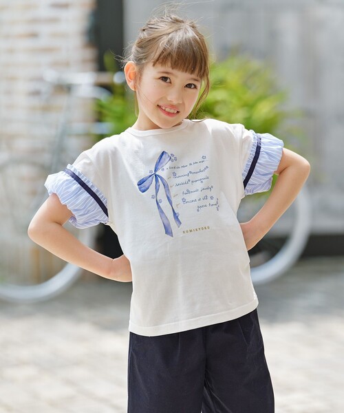 tシャツ 「110-140cm」リボンリスト Tシャツ キッズ 子供服 女の子 