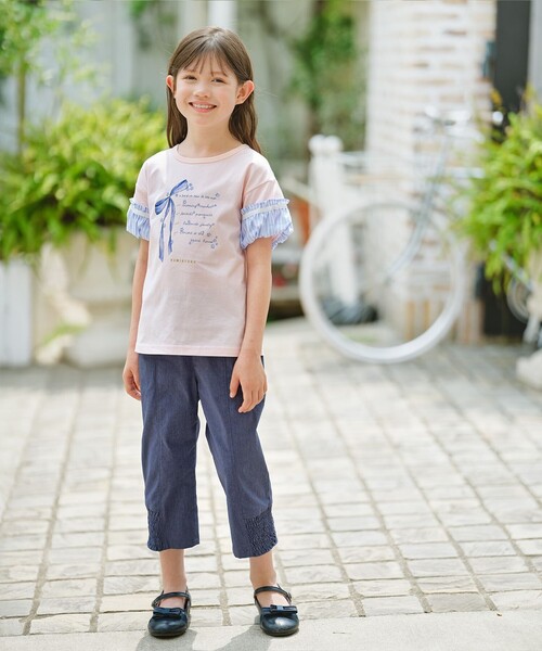 tシャツ 「110-140cm」リボンリスト Tシャツ キッズ 子供服 女の子