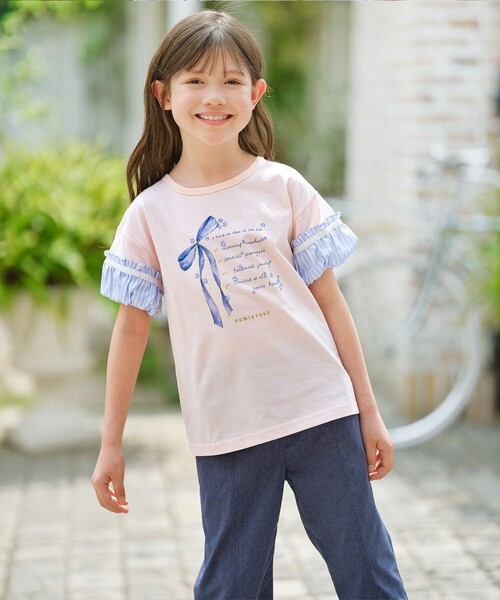 tシャツ 「110-140cm」リボンリスト Tシャツ キッズ 子供服 女の子