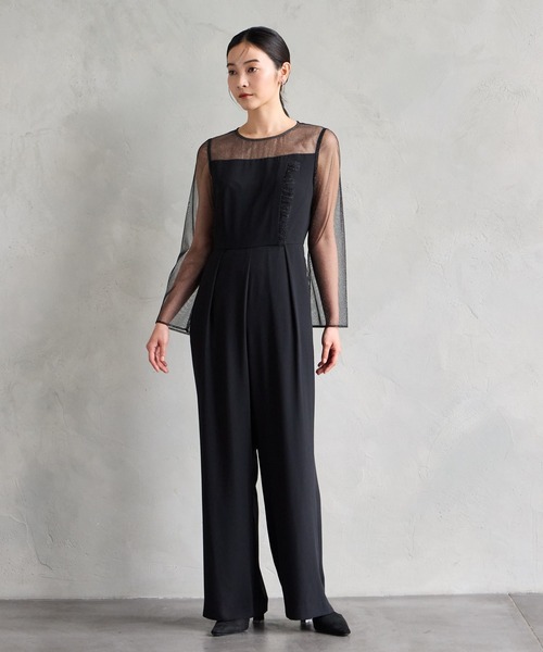 AIMER パンツドレス AIMER パンツドレス ラメチュール×ジョーゼットオールインワン