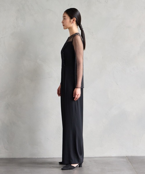 AIMER パンツドレス ラメチュール×ジョーゼットオールインワン