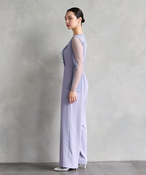AIMER パンツドレス ラメチュール×ジョーゼットオールインワン