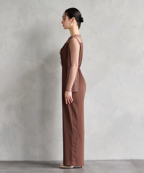 AIMER パンツドレス ラメチュール×ジョーゼットオールインワン