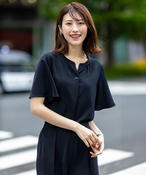 アナイ ANAYI シャツ ブラウス 長袖 スキッパー ワンカラー 38 黒 アナイ ANAYI シャツ ブラウス 長袖 スキッパー ワンカラー 38 黒