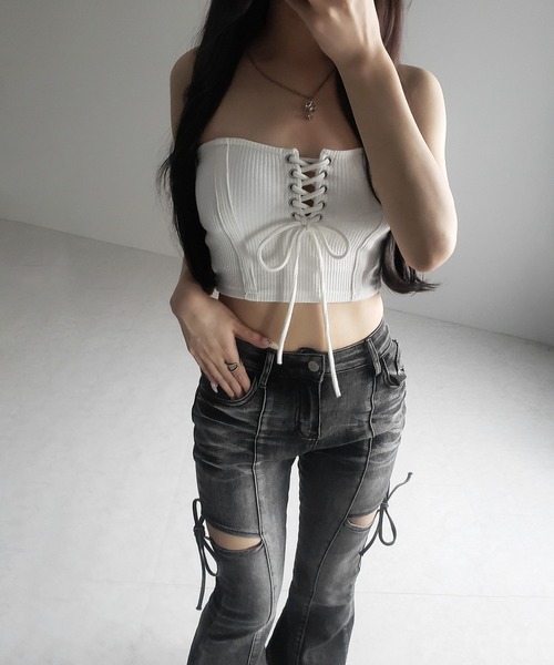 ベアトップ/チューブトップ melt the lady lace up corset tops me+em select（ミームセレクト） チューブトップ ベアトップ