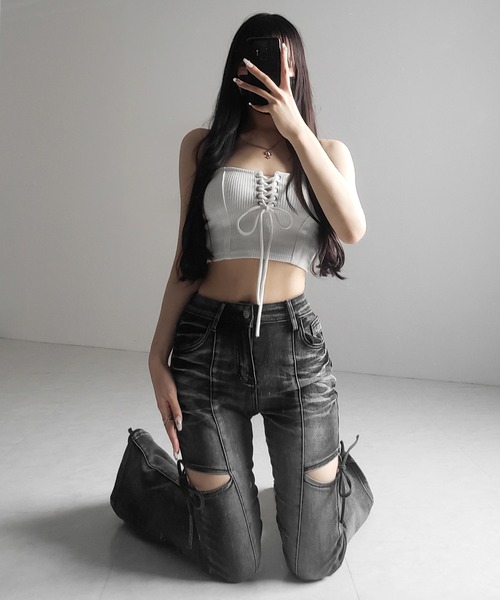 ベアトップ+チューブトップ MEDI 2WAY JACQUARD BARE TOP MEDI 2WAY JACQUARD BARE TOP（チューブトップ）｜Ameri（アメリ）の
